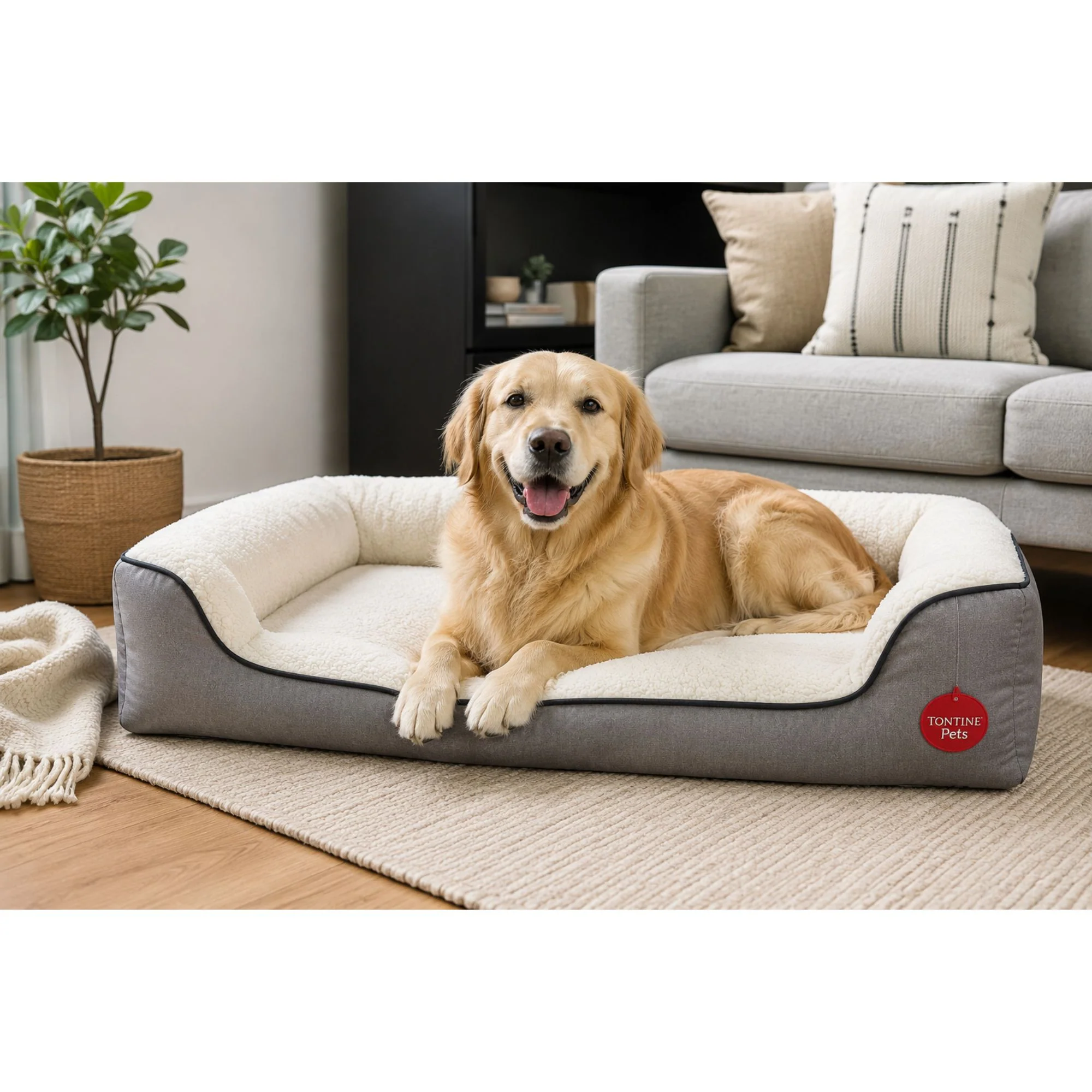 Orthopaedic Sherpa Fleece Dog Basket Bed - Image 8