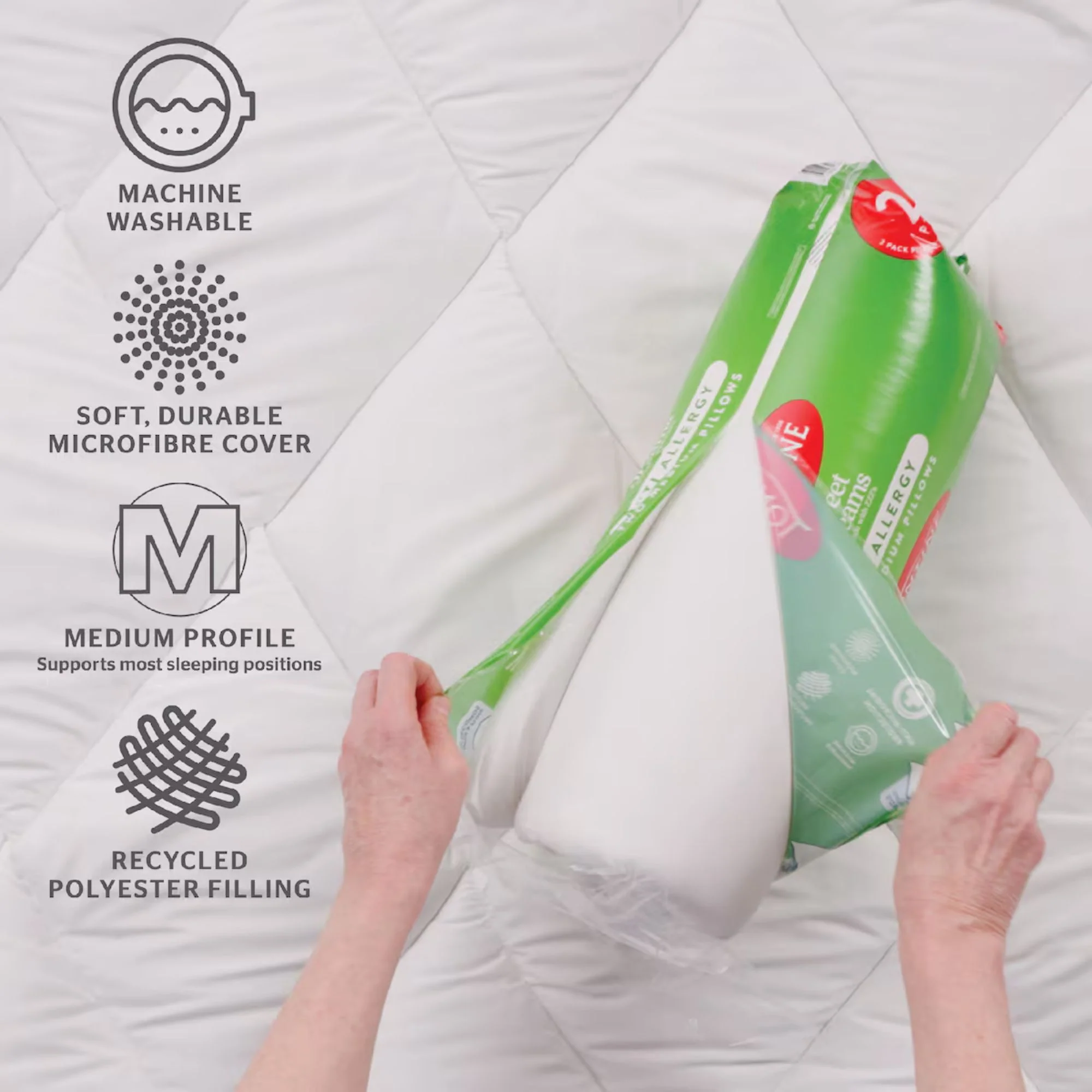 Sweet Dreams Anti Allergy Rolled Pillows 2 Pack – Medium - Image 3