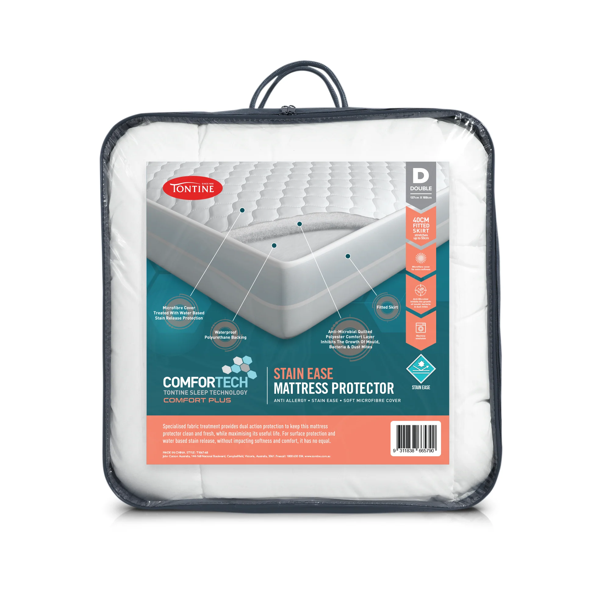 Comfortech Stain Ease Mattress Protector Waterproof 50cm Fitted Skirt - Image 10