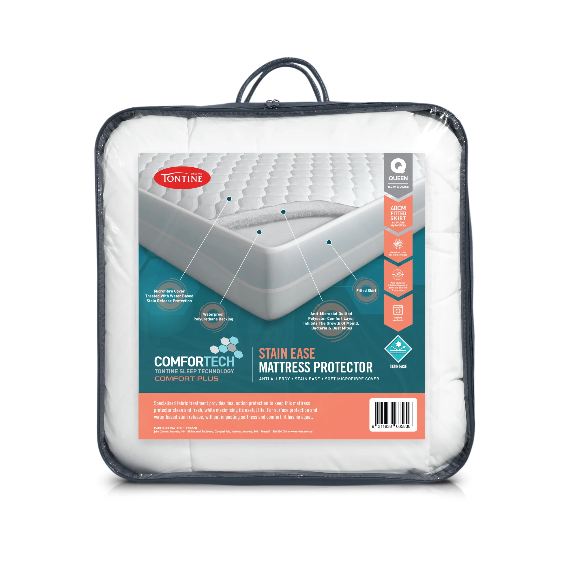 Comfortech Stain Ease Mattress Protector Waterproof 50cm Fitted Skirt - Image 11