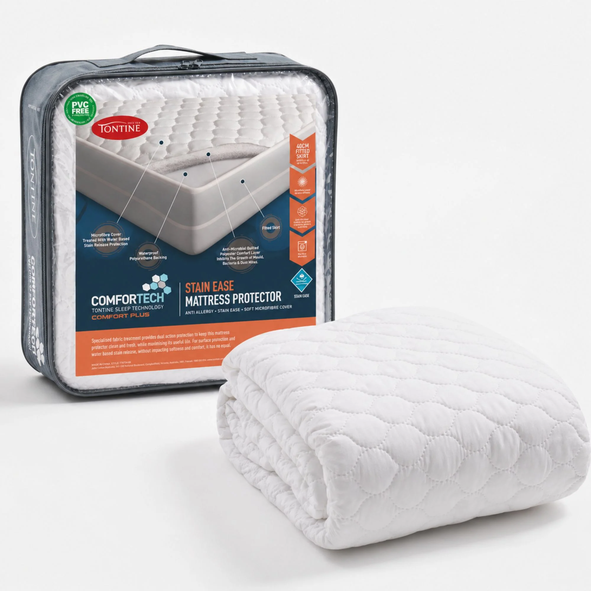 Comfortech Stain Ease Mattress Protector Waterproof 50cm Fitted Skirt - Image 2