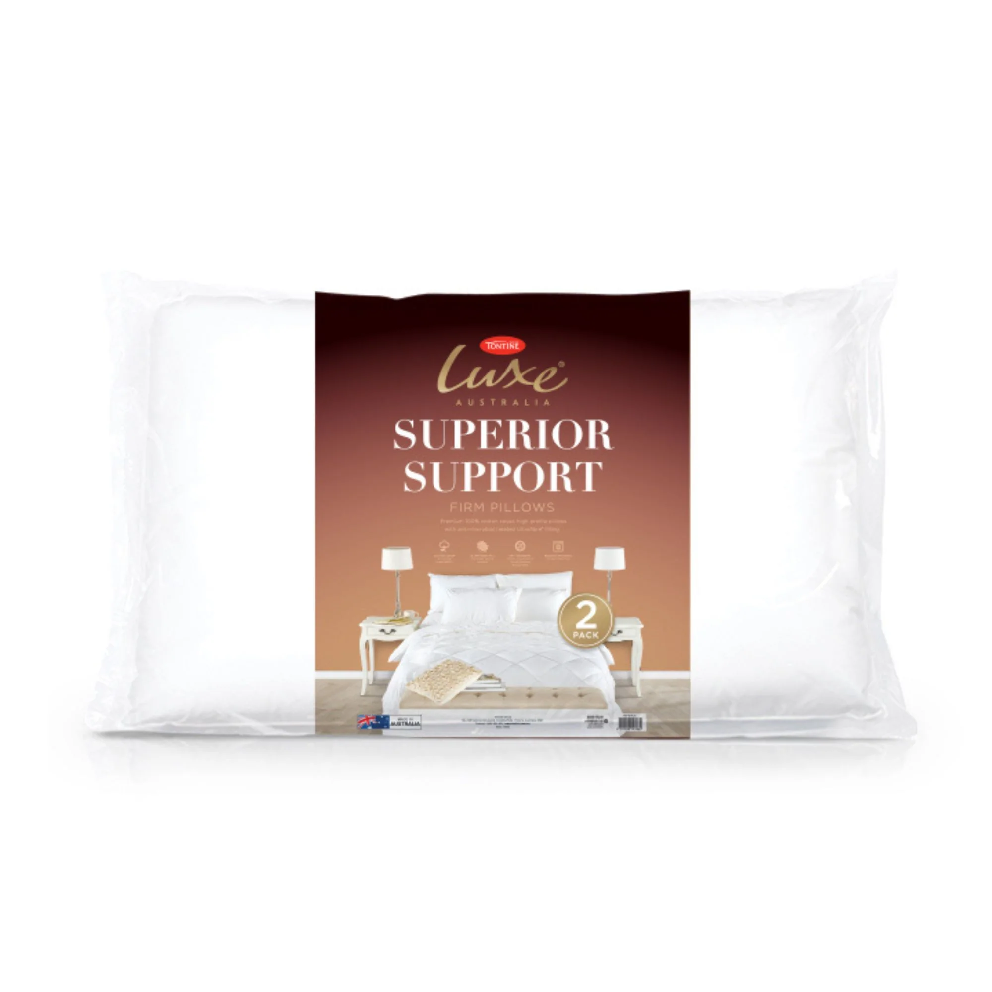 Tontine Luxe Superior Support Pillow - High & Firm 2 Pack